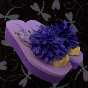 Daisy Purple and Yellow Floral Sandals